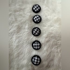Herringbone black and white velvet button covers